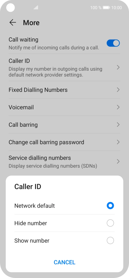 Press Show number to turn on caller identification.