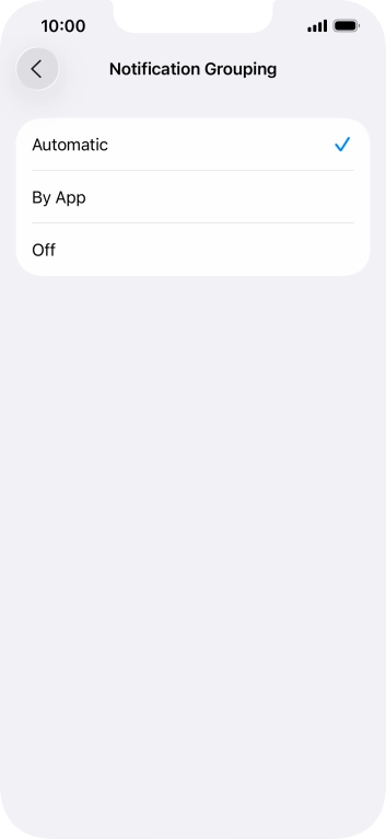 Press the required setting.