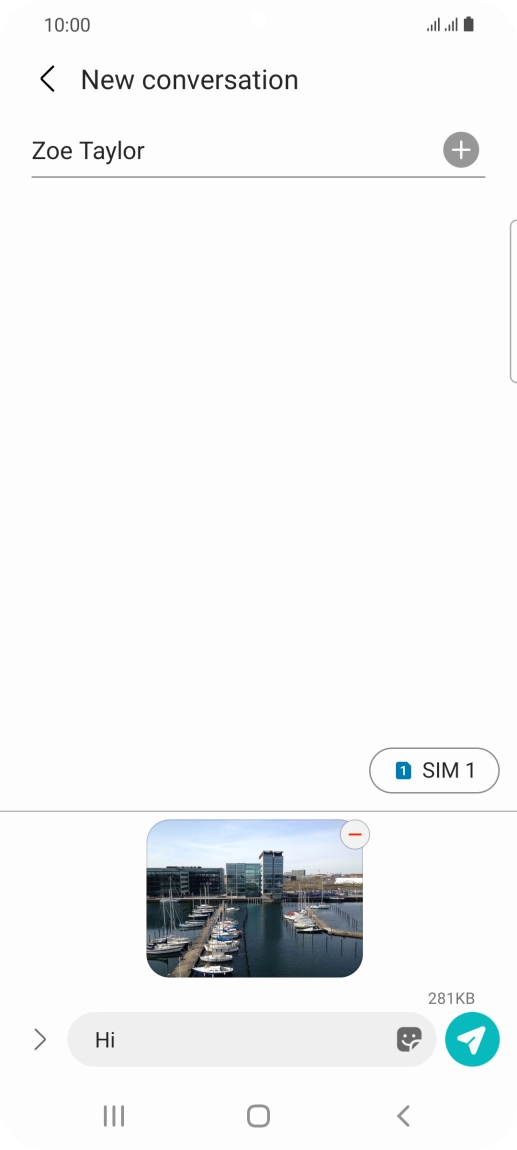 Press the send icon when you've finished your MMS.
