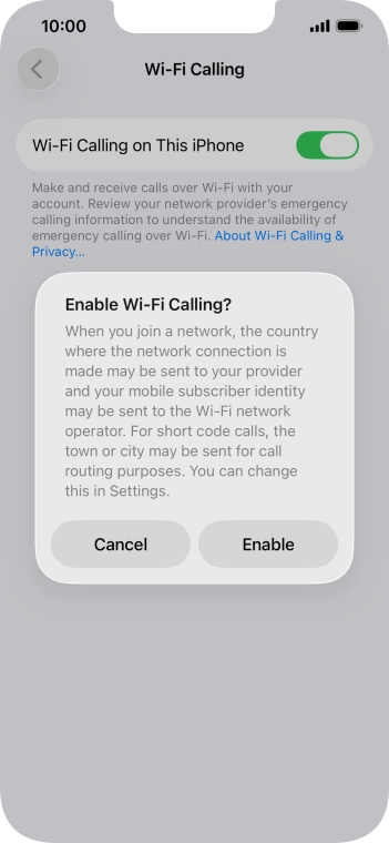 If you turn on the function, press Enable.