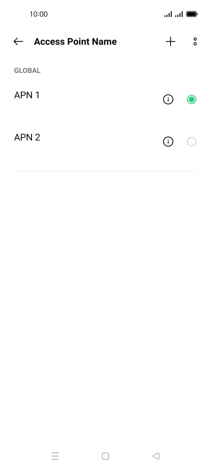 Press the field next to the data connection to activate it.