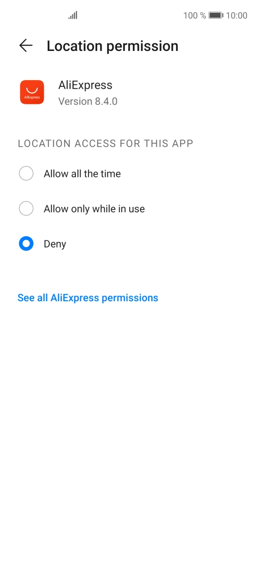 Press the required setting.