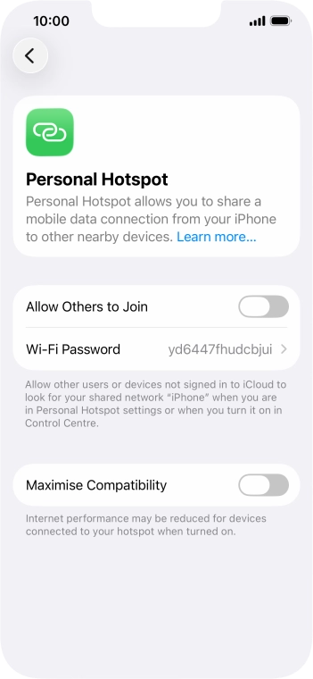 Press Wi-Fi Password and key in the required password.