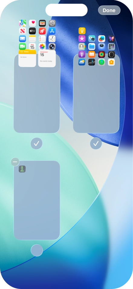 Press the delete icon next to the required home screen page.