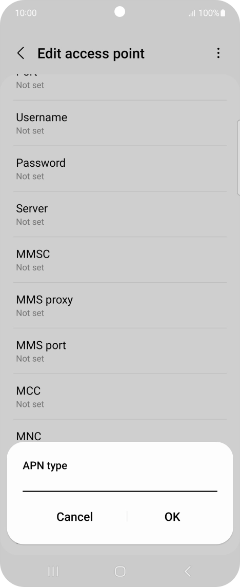 Key in default and press OK.