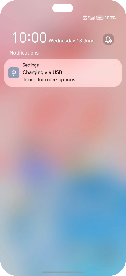 Press the USB icon.