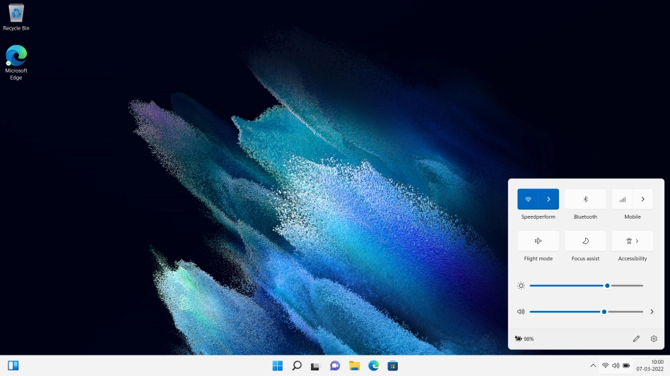 Click the Bluetooth icon to turn the function on or off.