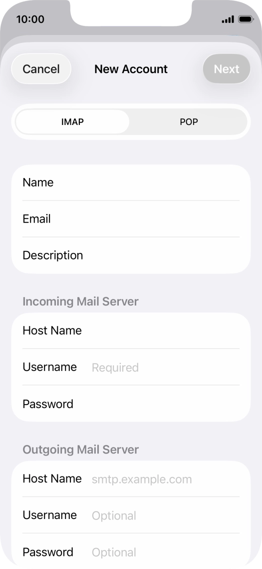 Press IMAP.