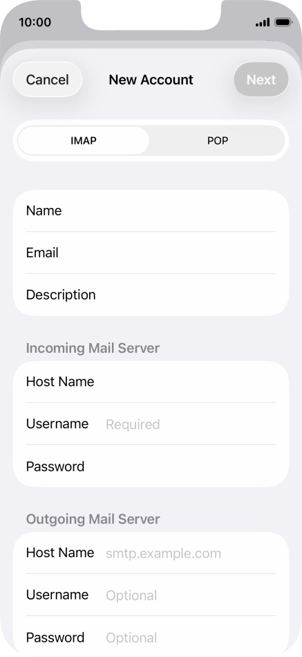 Press IMAP.