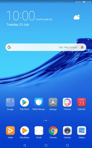 When your tablet is turned on, you can always see the battery power level. The larger the coloured section of the battery icon, the more remaining battery power.