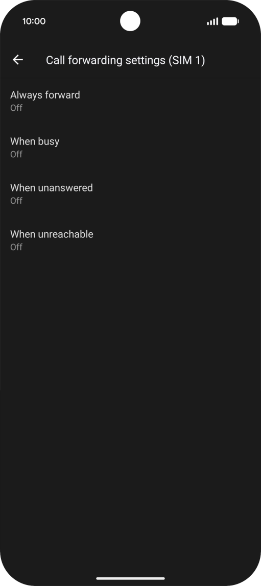 Press the required divert type.