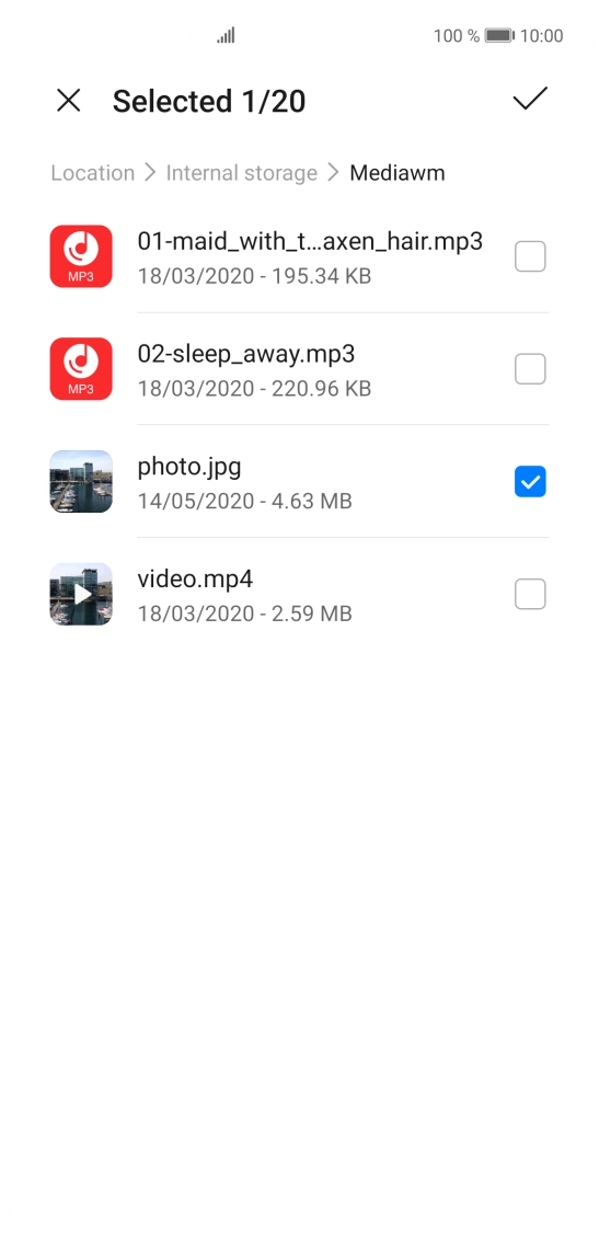 Press the confirm icon.