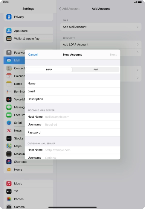 Press IMAP.