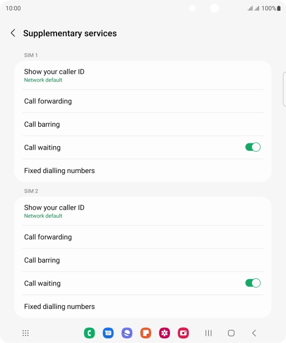 Press Fixed dialling numbers below the required SIM.