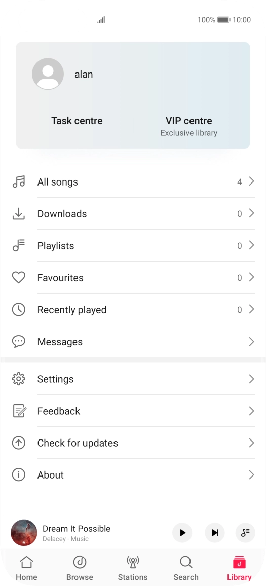 Press All songs.