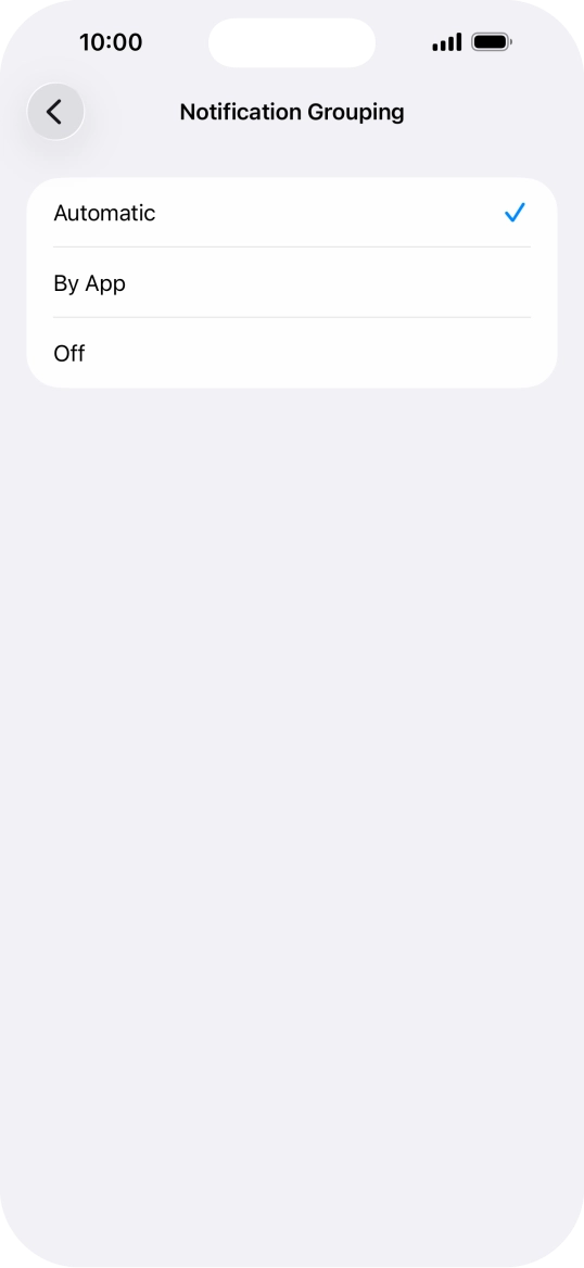 Press the required setting.