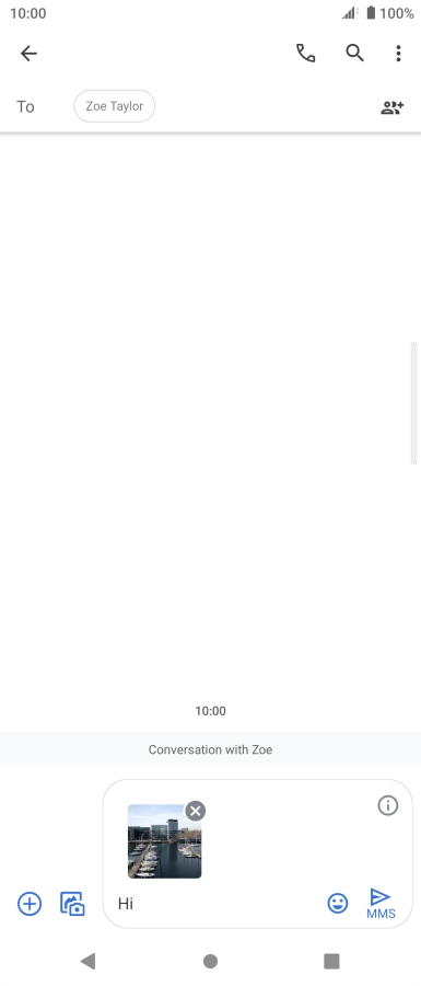 Press the send icon when you've finished your MMS.