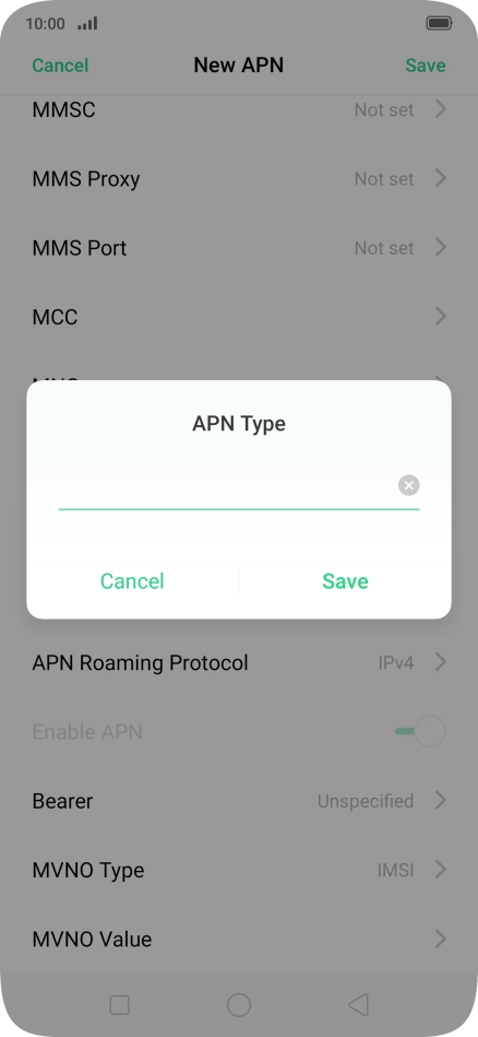 Key in default and press Save.