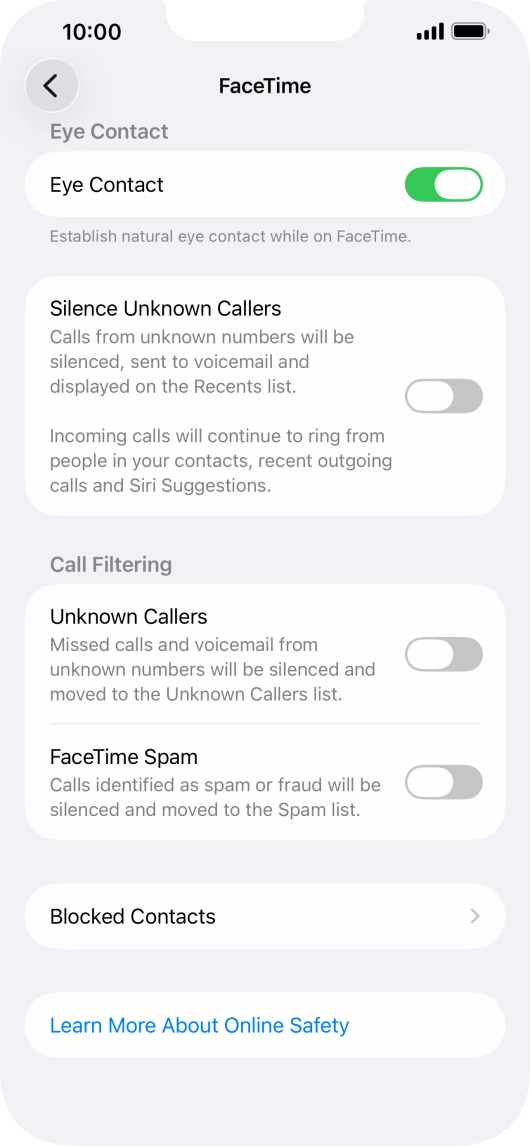 Press Blocked Contacts.