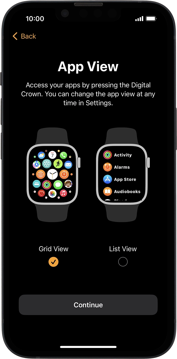 On your phone: Follow the instructions on the screen to select the required setting and press Continue.