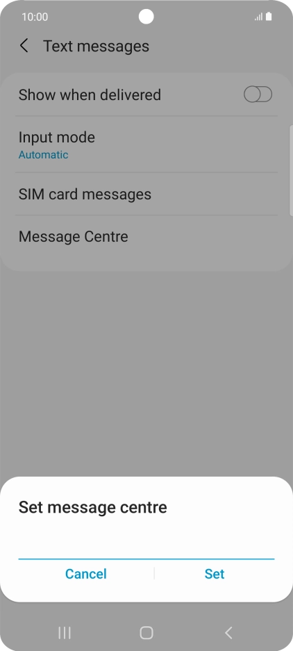 Key in +447958879879 and press Set.