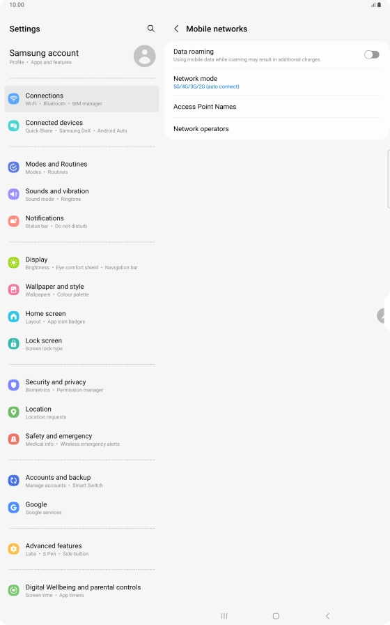 Press Network mode.