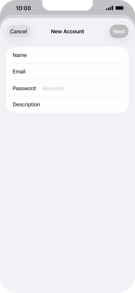 Press Password and key in the password for your email account.