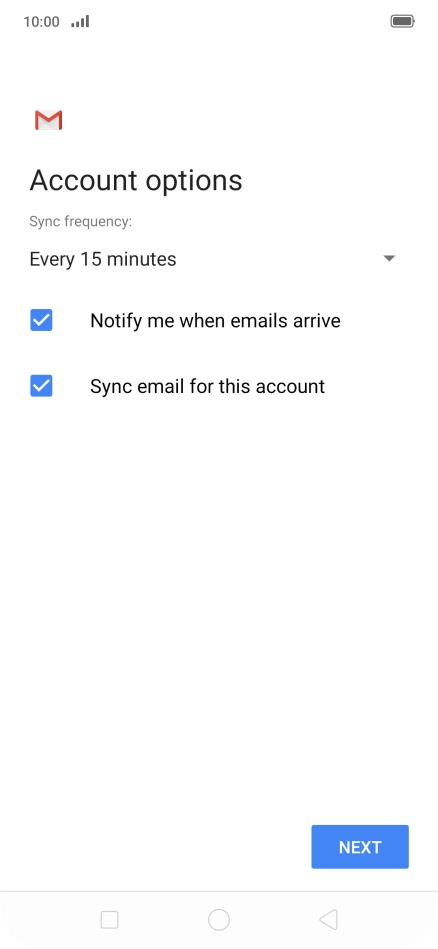 If this screen is displayed, you email account has been recognised and set up automatically. Follow the instructions on the screen to key in more information and finish setting up your phone.
