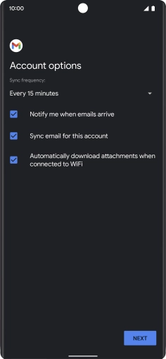 If this screen is displayed, you email account has been recognised and set up automatically. Follow the instructions on the screen to key in more information and finish setting up your phone.