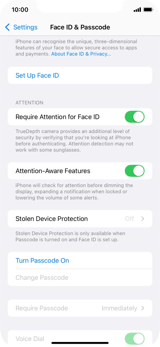 Press Turn Passcode On and key in a phone lock code of your own choice twice.