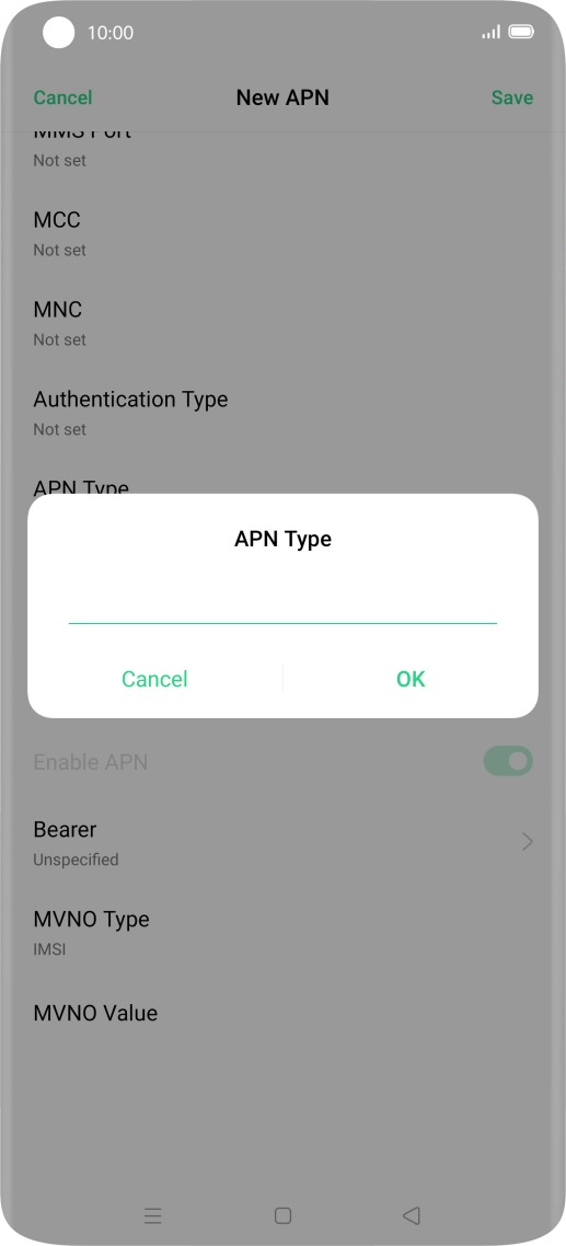 Key in default and press OK.
