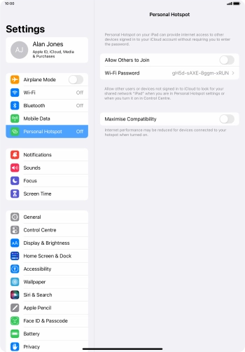 Press Wi-Fi Password and key in the required password.