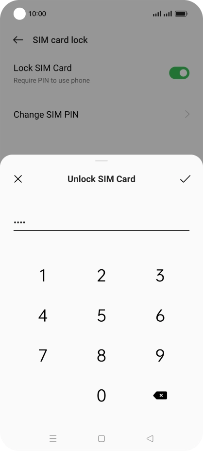 Key in your PIN and press the confirm icon. The default PIN is 1111.