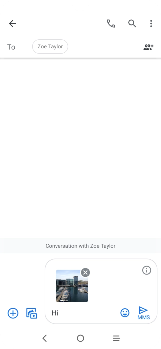 Press the send icon when you've finished your MMS.