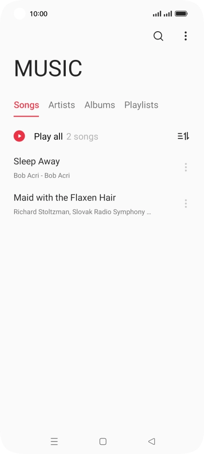 Press the required category and go to the required audio file.