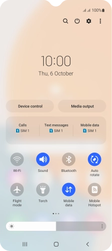 Press the mobile data icon to turn the function on or off.