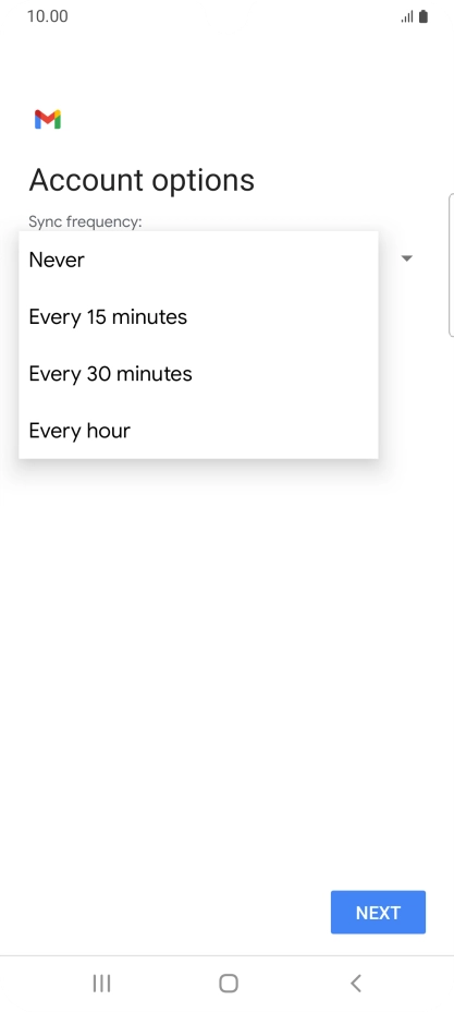 Press the required setting.