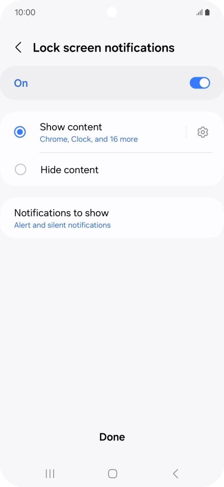Press the required settings to turn them on or off.