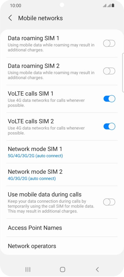 Press Network mode ‹SIM›.