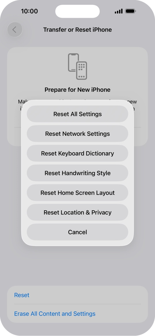 Press Reset All Settings.