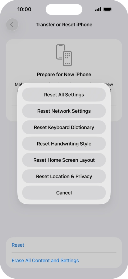Press Reset All Settings.