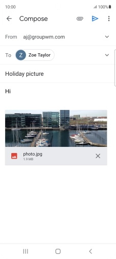Press the send icon when you've finished your email.