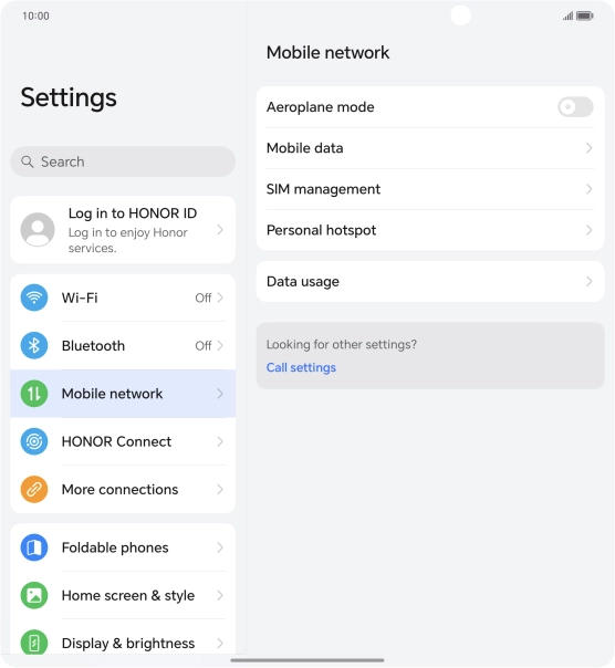 Press Mobile data.