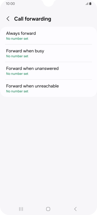 Press the required divert type.