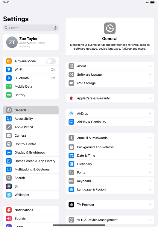 Press Mobile Data.
