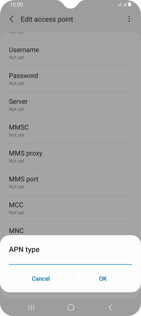 Key in default and press OK.