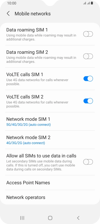 Press Network mode ‹SIM›.