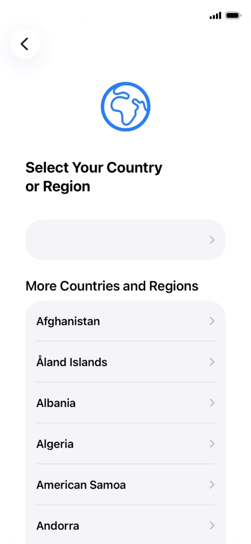 Press the required country or area.