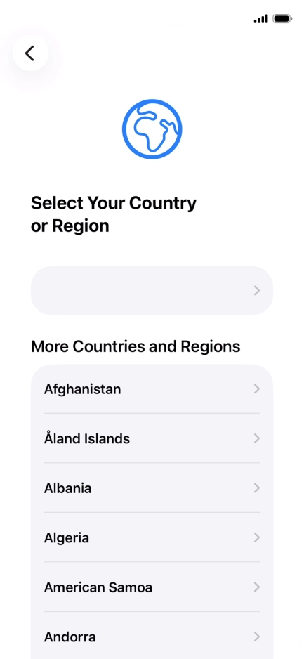 Press the required country or area.
