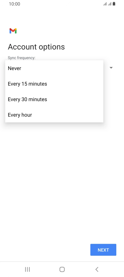 Press the required setting.